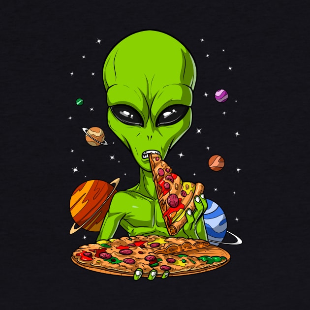 Alien Eating Pizza by underheaven